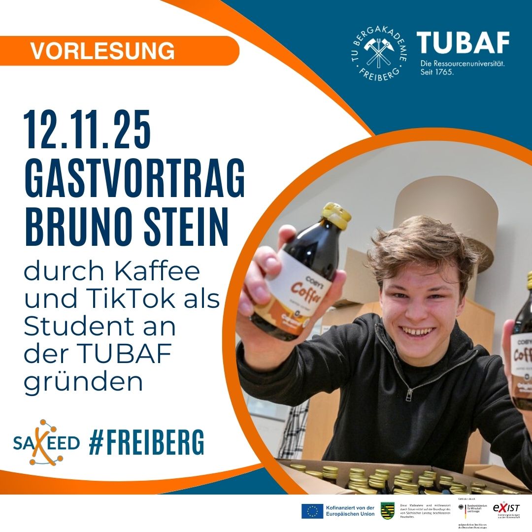 Gastvortrag Bruno Stein - durch Kaffee und TikTok als Student an der TUBAF gründen