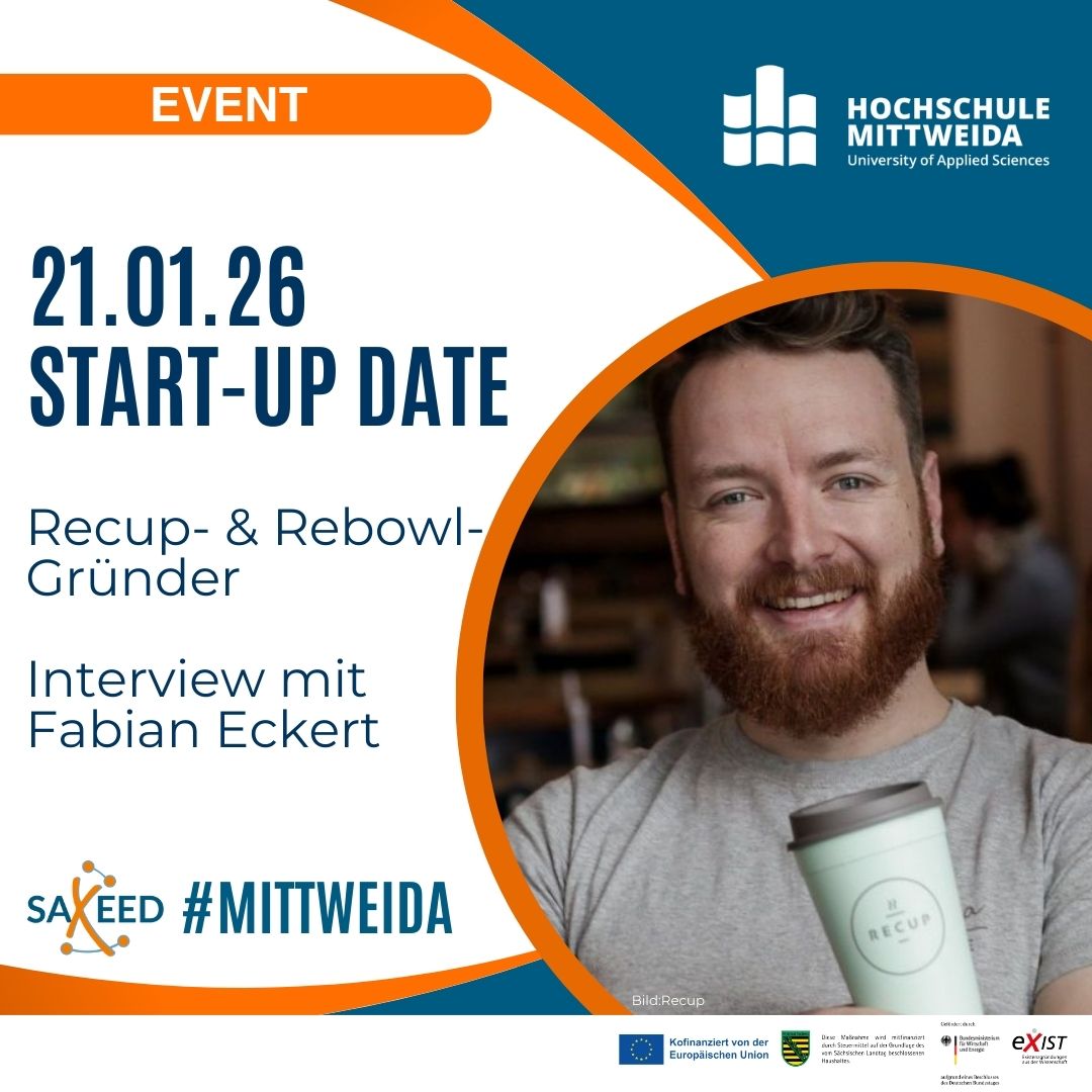SAXEED-Interview: Startup Date mit RECUP- & REBOWL-Gründer Fabian Eckert – Public Viewing Event in Mittweida